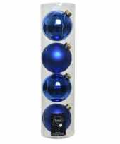 12x kobalt blauwe glazen kerstballen 10 cm glans en mat