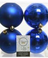 12x kobalt blauwe kerstballen 10 cm kunststof mat glans