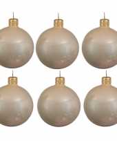 12x licht parel champagne kerstballen 8 cm glanzende glas kerstversiering