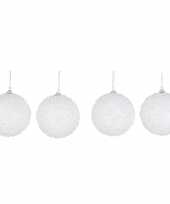 12x luxe witte sneeuw kerstballen van foam 8 cm
