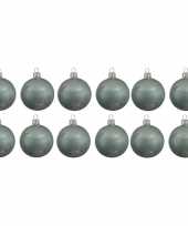 12x mintgroene kerstballen 10 cm glanzende glas kerstversiering