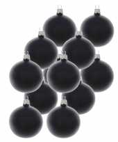 12x zwarte kerstballen 10 cm matte glas kerstversiering