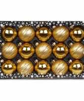 15x gouden luxe glazen kerstballen met decoratie 6 cm
