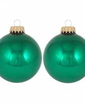 16x emerald groene glazen kerstballen glans 7 cm kerstboomversiering