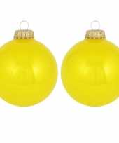 16x full sun neon gele glazen kerstballen glans 7 cm kerstboomversiering