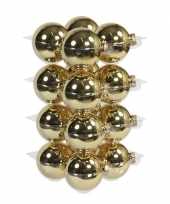 16x gouden kerstballen 8 cm glas kerstversiering