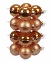 16x oranje kerstballen 8 cm glas kerstversiering