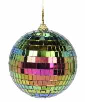 16x regenboog disco kerstballen discoballen discobollen foam glas 6 cm