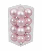 16x roze kleine glazen kerstballen 3 5 cm mat glans