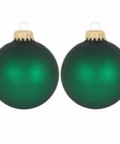 16x velvet groene glazen kerstballen mat 7 cm kerstboomversiering