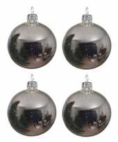 16x zilveren kerstballen 10 cm glanzende glas kerstversiering