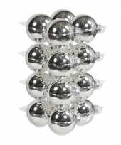 16x zilveren kerstballen 8 cm glas kerstversiering