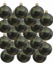 18x donkergroene kerstballen 6 cm glanzende glas kerstversiering