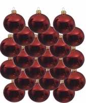 18x kerst rode kerstballen 8 cm glanzende glas kerstversiering