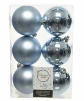 18x lichtblauwe kerstballen 8 cm kunststof mat glans