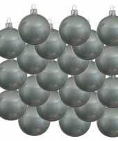 18x mintgroene kerstballen 6 cm glanzende glas kerstversiering