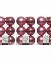 18x oud roze kerstballen 8 cm glanzende matte kunststof plastic kerstversiering
