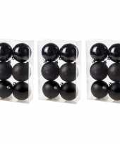18x zwarte kerstballen 8 cm glanzende matte kunststof plastic kerstversiering