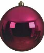 1x grote bessen roze kerstballen van 20 cm glans van kunststof