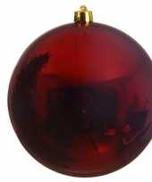 1x grote donker rode kerstballen van 14 cm glans van kunststof