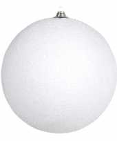 1x grote witte sneeuwbal kerstballen kunststof 13 5 cm