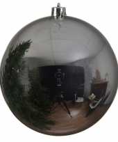 1x grote zilveren kerstballen van 14 cm glans van kunststof