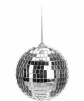 1x kerstboom decoratie discobal kerstballen zilver 6 cm