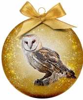 1x kunststof dieren kerstballen met uil 8 cm