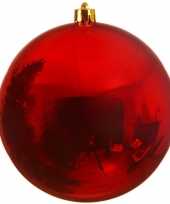 1x mega kerst rode kerstballen van 25 cm glans kunststof