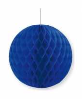 1x papieren kerstballen donkerblauw 10 cm kerstversiering