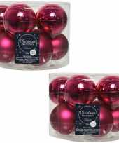 20x bessen roze glazen kerstballen 6 cm glans en mat