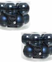 20x donkerblauwe glazen kerstballen 6 cm glans en mat