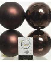 20x donkerbruine kerstballen 10 cm kunststof mat glans