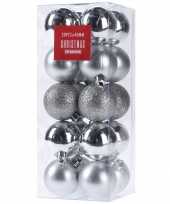20x kleine zilveren kunststof kerstballen 4 cm glitter mat glans