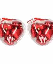 20x rode kerstboomversiering kerstballen hart