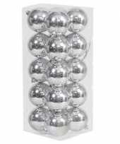20x zilveren kerstballen 8 cm glanzende kunststof plastic kerstversiering