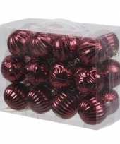 24x bordeaux rode kerstballen 6 cm kunststof plastic kerstversiering