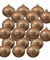 24x donker parel champagne kerstballen 6 cm glanzende glas kerstversiering