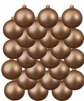 24x donker parel champagne kerstballen 6 cm matte glas kerstversiering