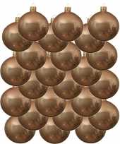 24x donker parel champagne kerstballen 8 cm glanzende glas kerstversiering