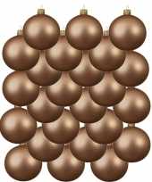 24x donker parel champagne kerstballen 8 cm matte glas kerstversiering