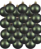 24x donkergroene kerstballen 6 cm matte glas kerstversiering