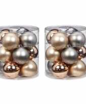 24x growing mountains mix zilver champagne glazen kerstballen 8 cm