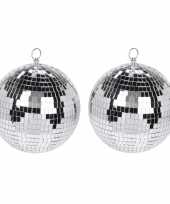 2x grote zilveren disco kerstballen discoballen discobollen glas foam 12 cm