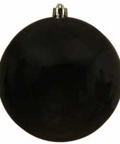 2x grote zwarte kerstballen van 14 cm glans van kunststof