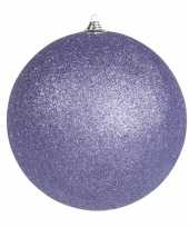 2x paarse grote decoratie kerstballen met glitter kunststof 25 cm