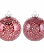 2x rode sterren kerstballen 10 cm sterrens kunststof kerstversiering