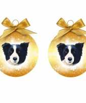 2x stuks dieren huisdieren kerstballen border collie hond 8 cm