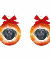2x stuks dieren huisdieren kerstballen labrador hond zwart 8 cm