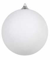 2x witte grote kerstballen met glitter kunststof 13 cm